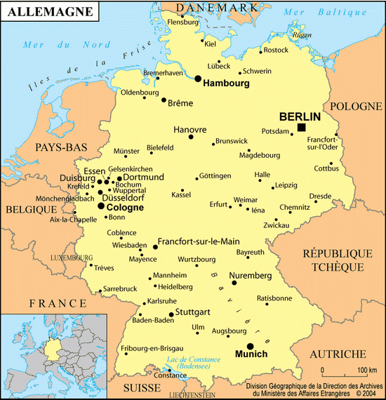 Carte de l'ALLEMAGNE