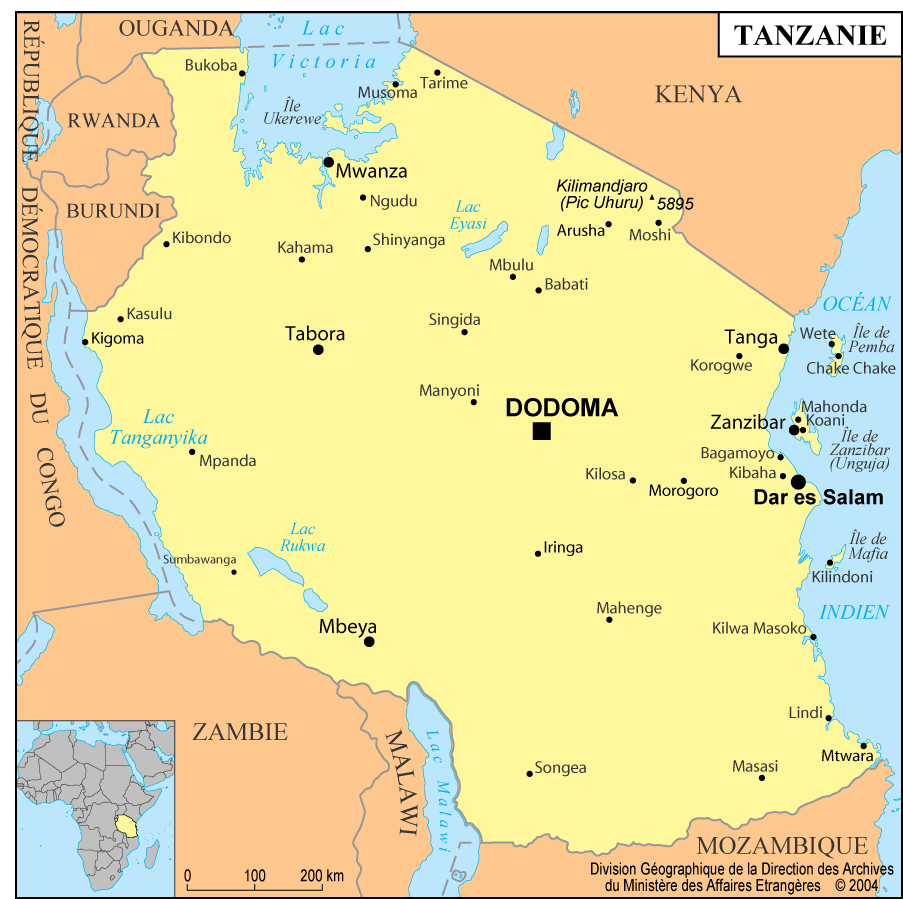 Carte de Tanzanie